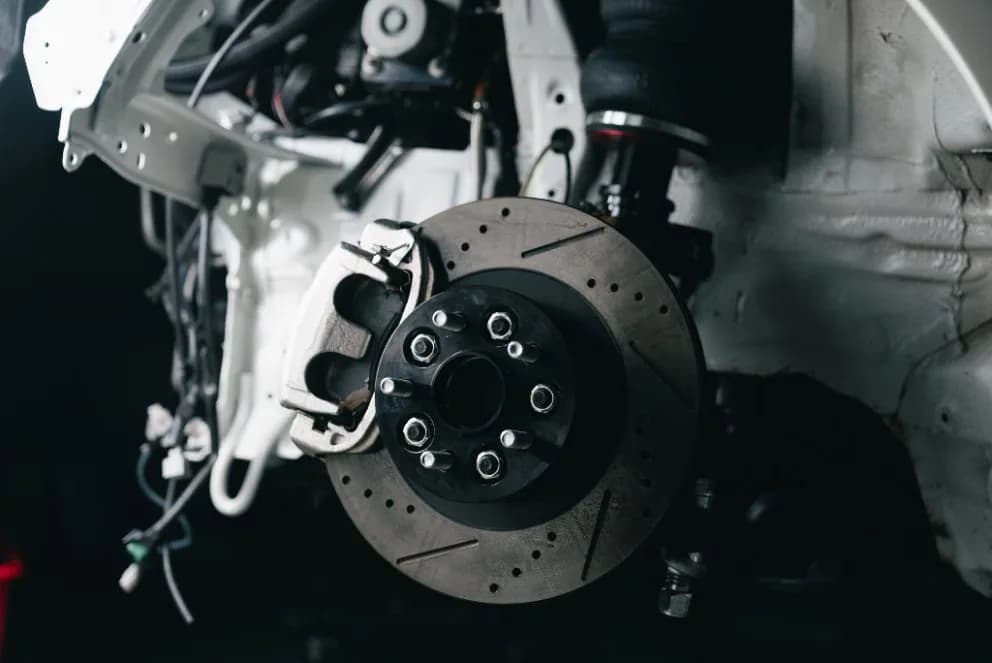 A brake disc and caliper